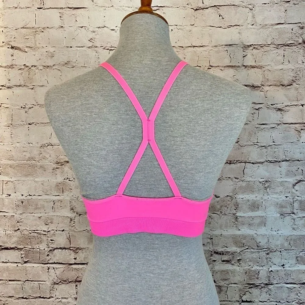 VSX Victoria’s Secret Sports Bra Pink Racerback Low Medium Impact Size Large